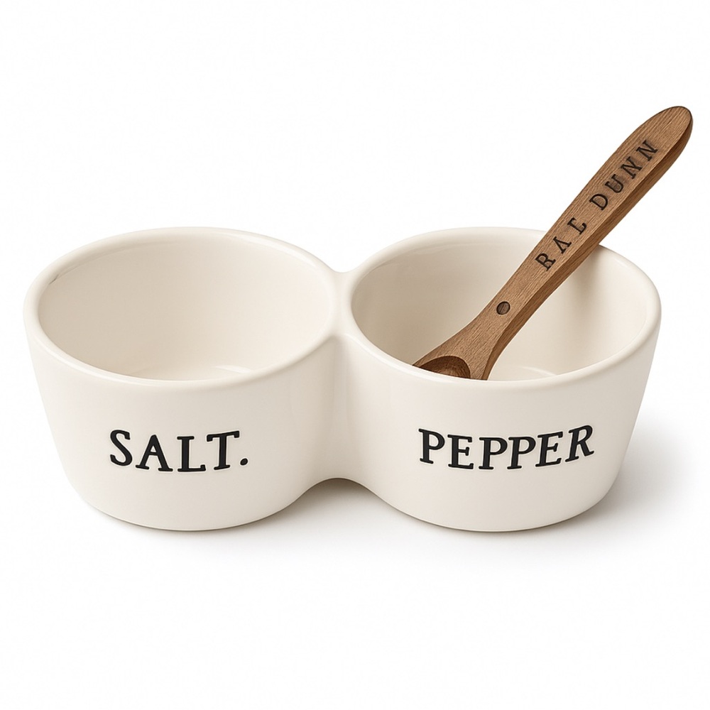 Rae Dunn White Salt and Pepper Cellar with Spoon